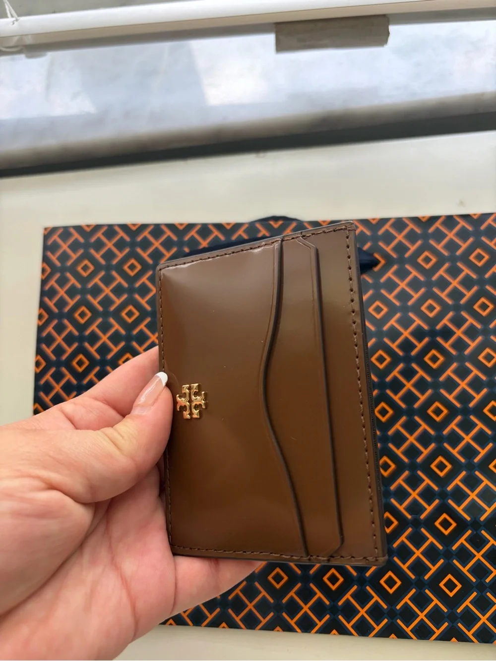 Tory Burch Brown Leather Card Case